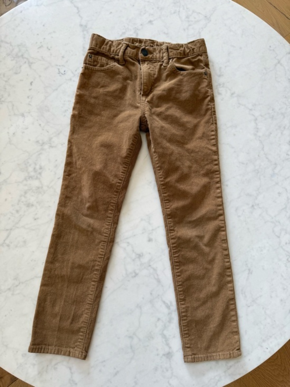 Gap Kids Boys Corduroy Pants Size 8 Slim Brown Straight Leg Adjustable Waist